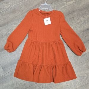Kids Orange Long Sleeve Dress